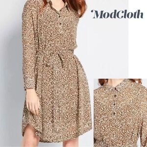 NWT ModCloth Print Belted Shirt Dress